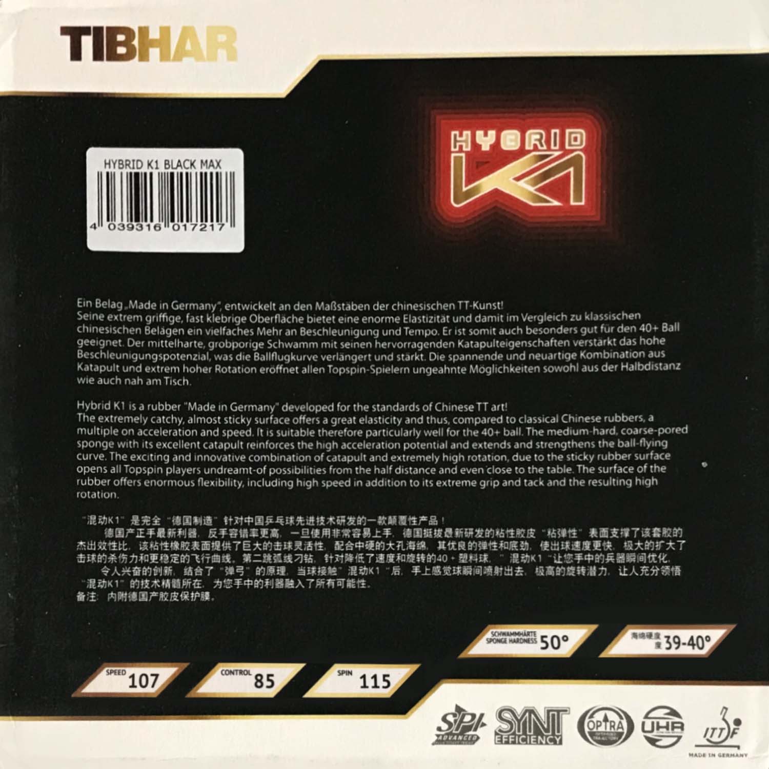 Tibhar Hybrid K1 / K1 PLUS Pim - đánh giá và giá Table Tennis Hybrid Rubbers