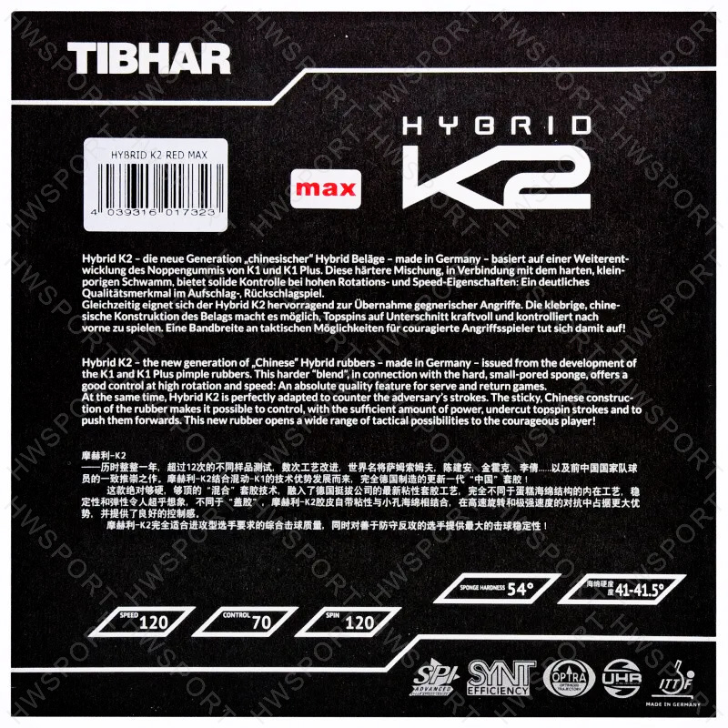 TIBHAR HYBRID K2 Table Tennis  - đánh giá và giá Table Tennis Hybrid Rubbers